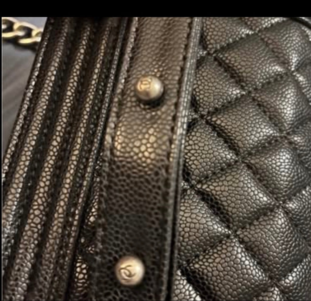Chanel Black Quilted Caviar Boy Bag Ruthenium Hardware