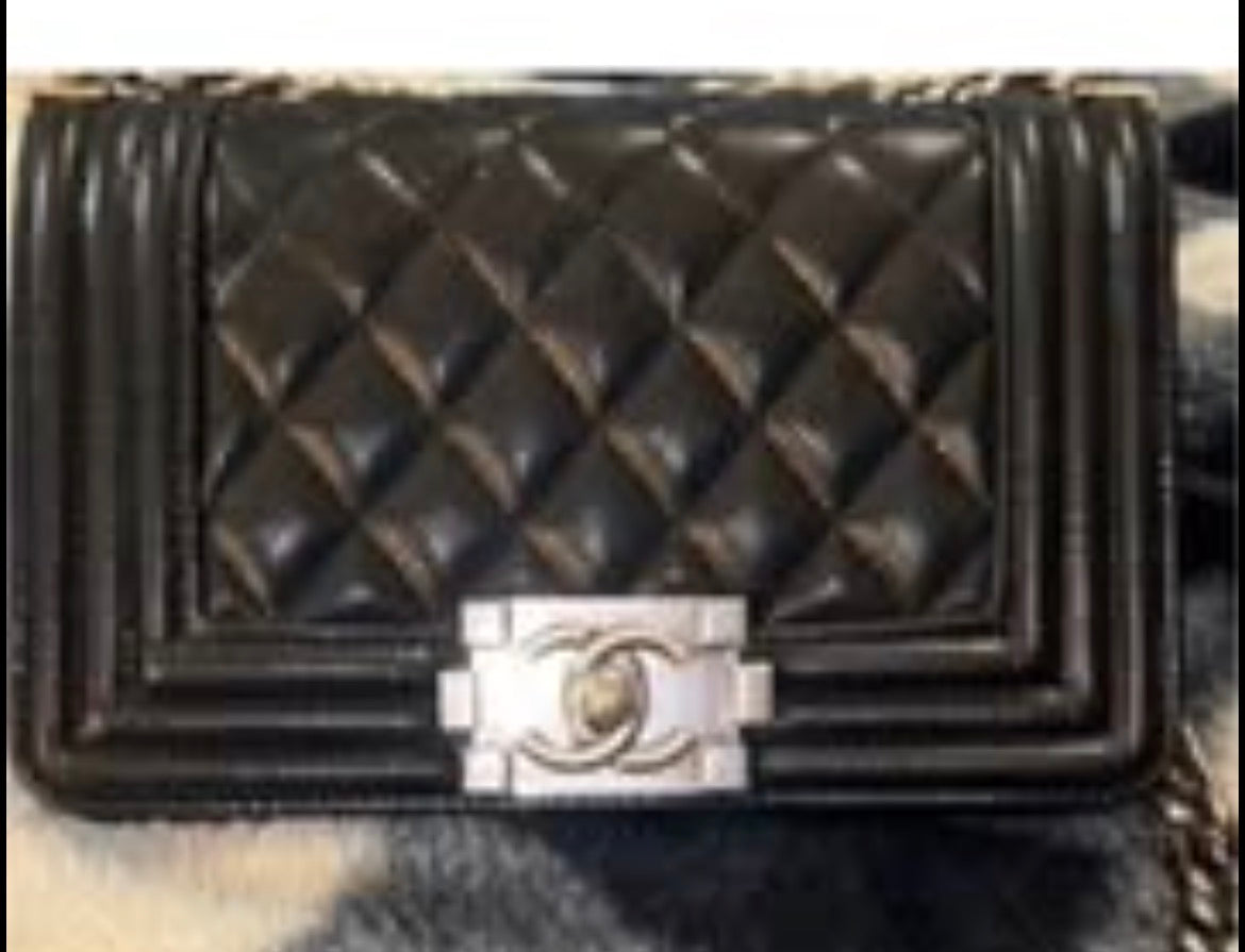 Chanel Black Quilted Caviar Boy Bag Ruthenium Hardware