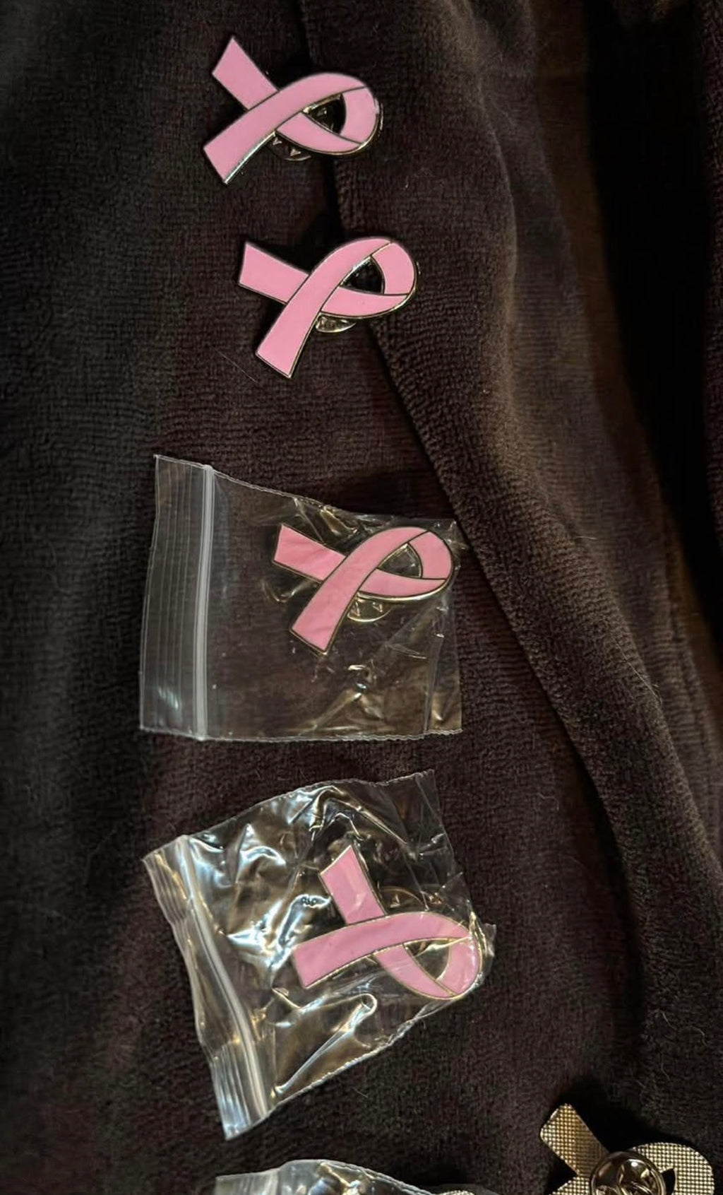 Pink breast, cancer awareness ribbon Pins
