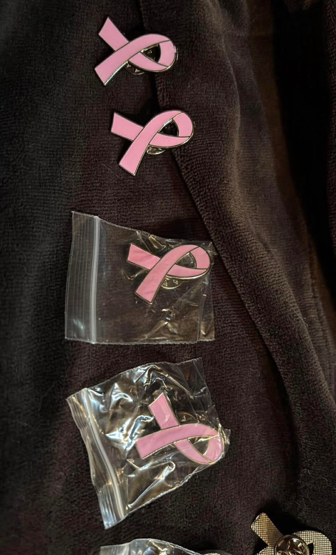 Pink breast, cancer awareness ribbon Pins