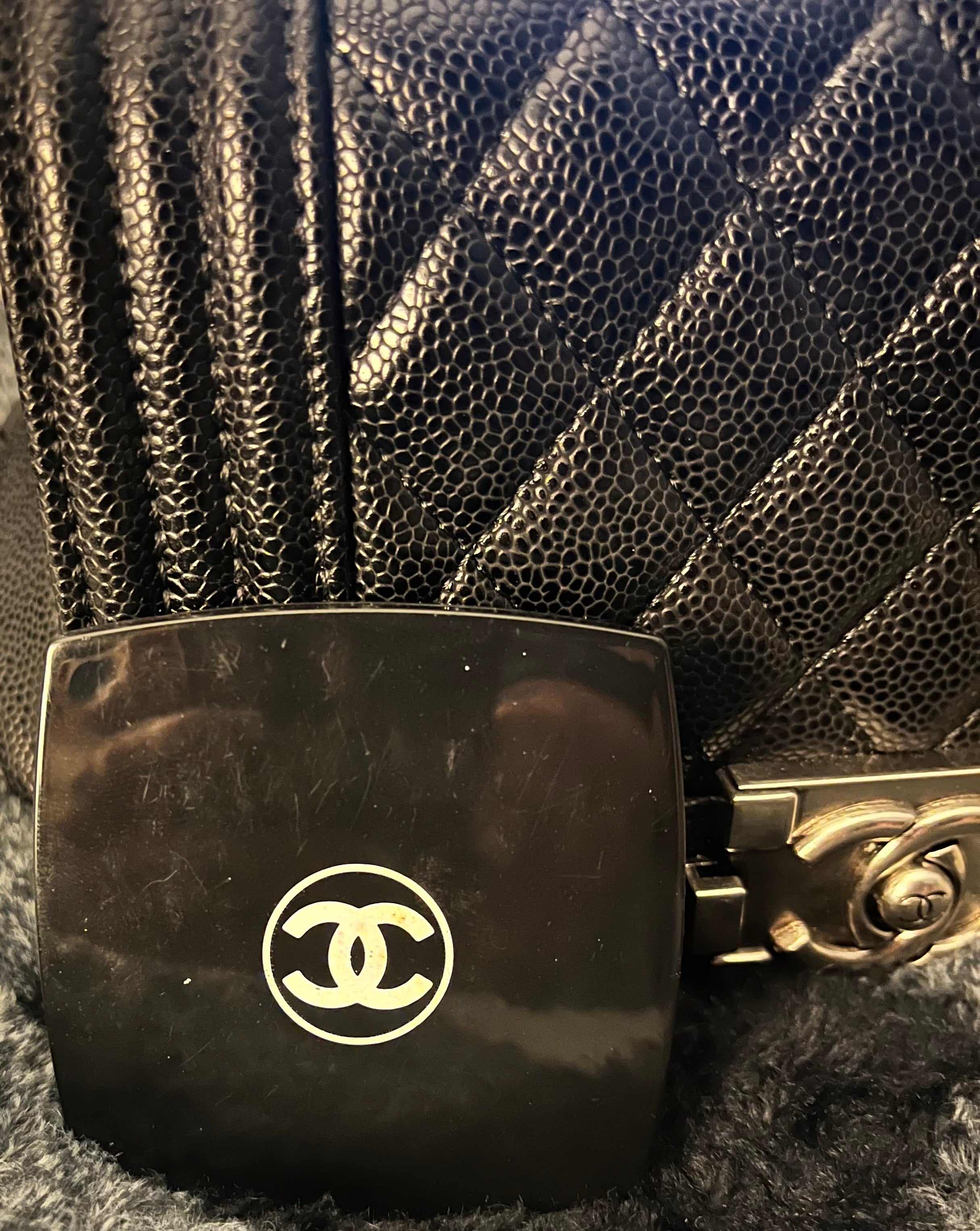 Chanel Black Quilted Caviar Boy Bag Ruthenium Hardware