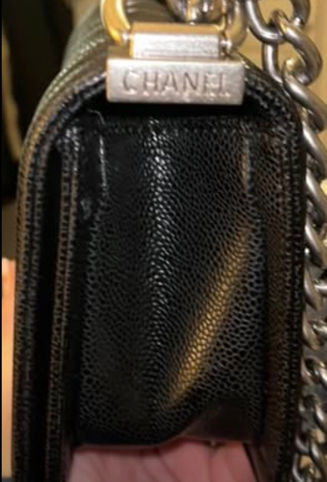 Chanel Black Quilted Caviar Boy Bag Ruthenium Hardware