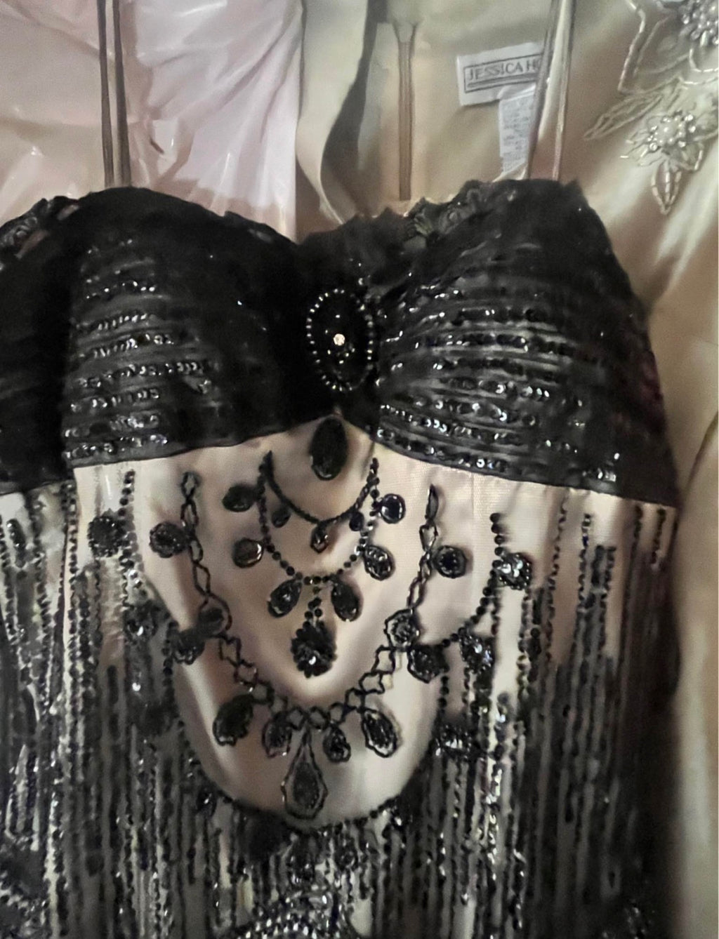 Black Beaded Sequin Mermaid Gown