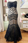 Black Beaded Sequin Mermaid Gown