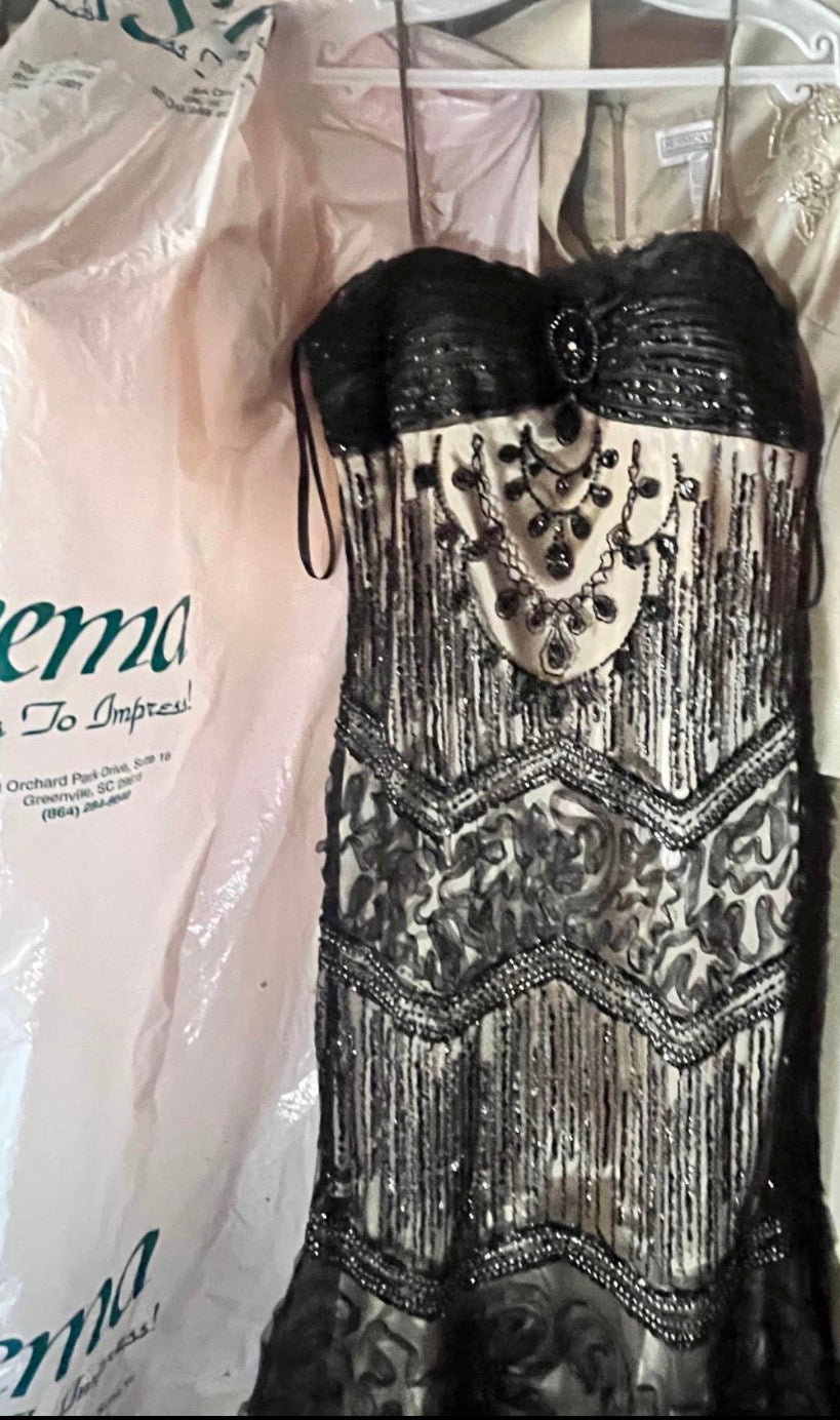 Black Beaded Sequin Mermaid Gown