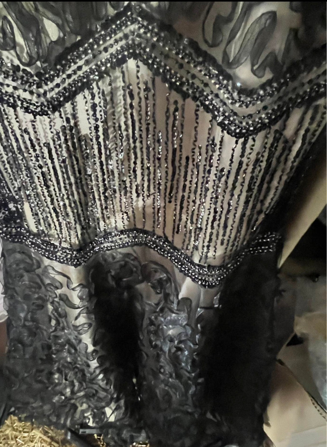 Black Beaded Sequin Mermaid Gown